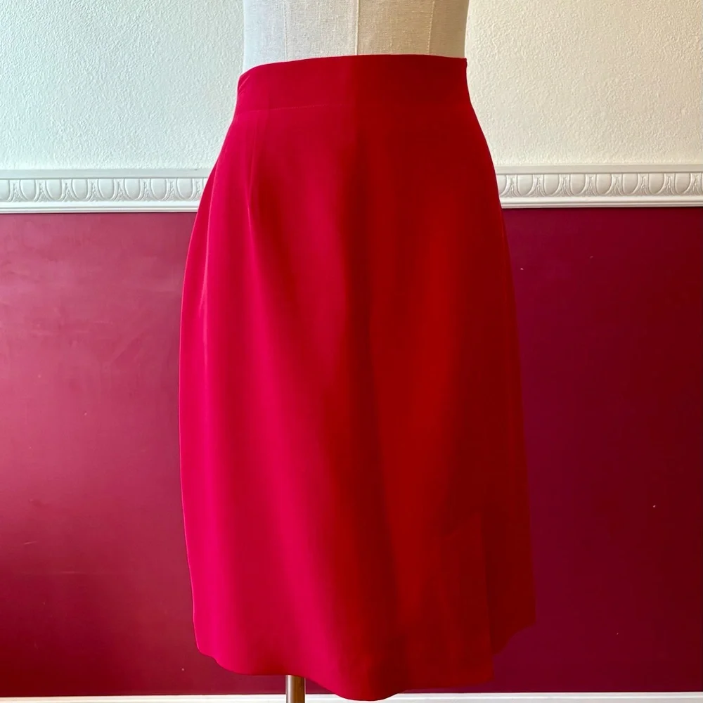 Vintage‎ Evan Picone red silk pencil skirt